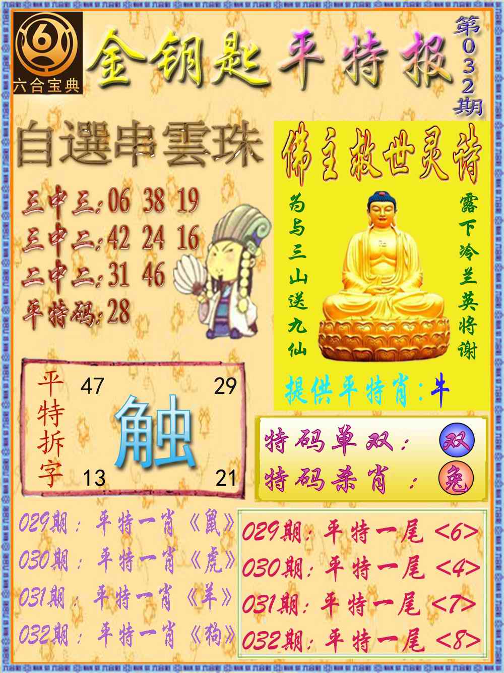 032期金钥匙平特报[图]